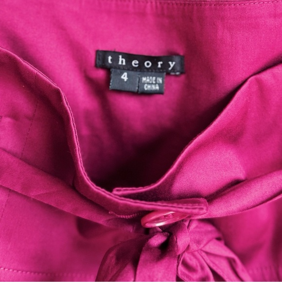Theory Prisia Magenta Button-Front Tie Waist Skirt | Size 6 - Picture 5 of 8